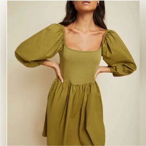 Nation Ltd Green Puff Sleeve Dress